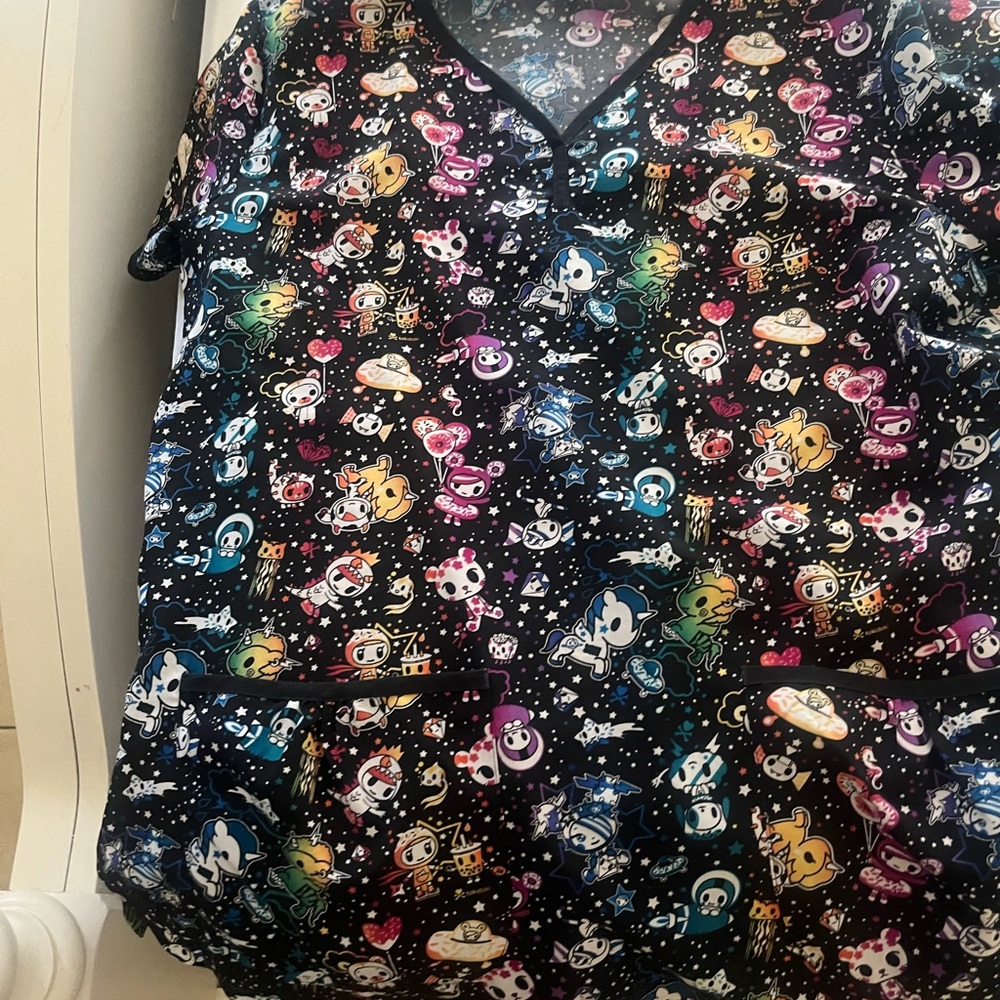 Koi Women's Tunic with Colorful Cartoon Print